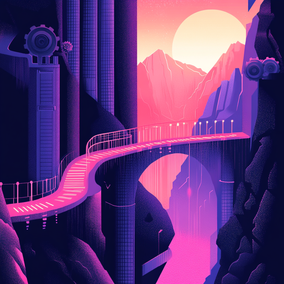 unknownbt_A_stylized_bridge_crossing_a_steep_canyon_one_side_bu_378b7d28-fb5f-4457-8b4a-e46eba03f00e
